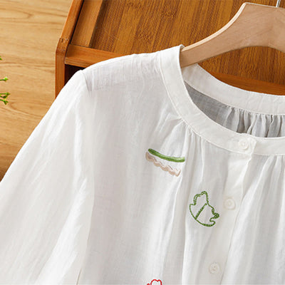 Buddha Stones Coral Gourd Pattern Crew Neck Half Sleeve Women's Polyester Shirt  - image 11