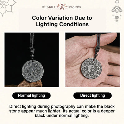 Buddha Stones Tai Chi Yin Yang Symbol Authentic Shungite Stone Inner Strength Necklace Pendant - image 4