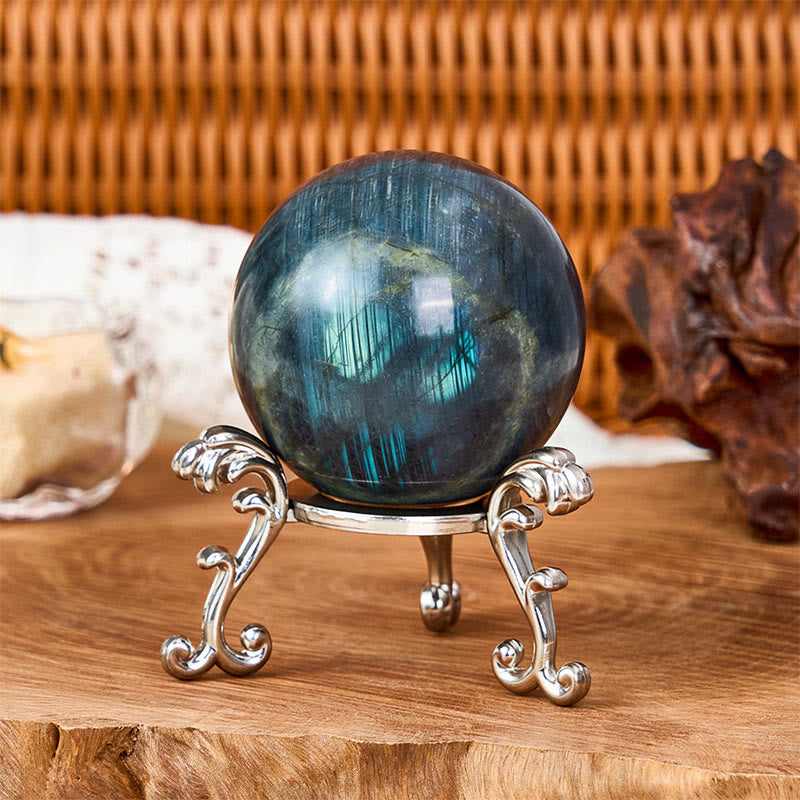 Buddha Stones Round Ball Figurine Natural Labradorite Healing Statue Office Home Decoration - 7-8cm(Diameter) - image 0