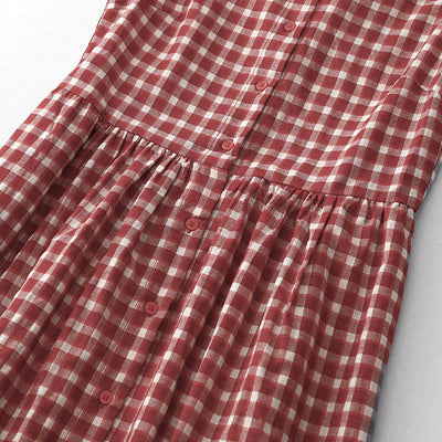 Buddha Stones Plaid Sleeveless Summer Midi Dress With Pockets - image 3