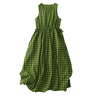 Buddha Stones Sleeveless Plaid Summer Midi Dress With Pockets - image 2