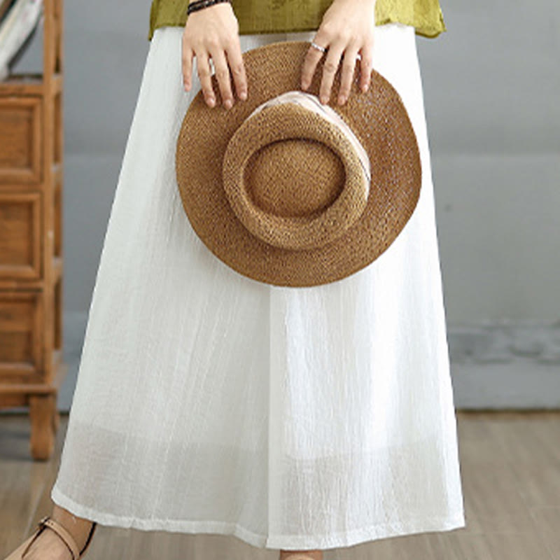 Buddha Stones Solid Color Elastic Waist Design Capri Cropped Women's Wide Leg Pants - image 23