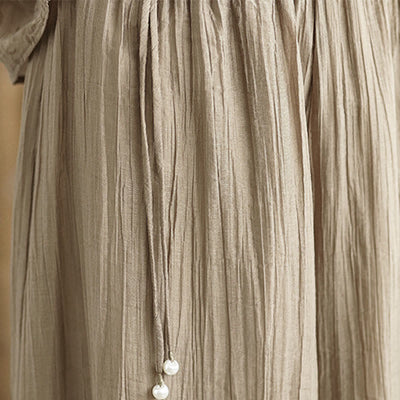 Buddha Stones Solid Color Elastic Waist Design Capri Cropped Women's Wide Leg Pants - image 34