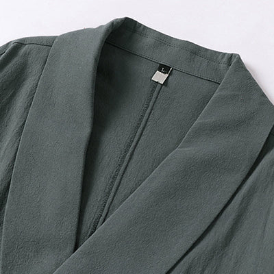 Buddha Stones Summer V-Neck Lapel Half Sleeve Cotton Linen Men's Shirt - image 2