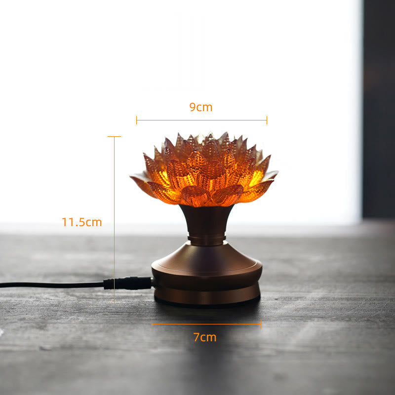 Buddha Stones Lotus Liuli Glass Copper Brass New Begining Home Decoration - Orange Lotus Aluminum Alloy Base(9*11.5*7 cm) - Plug-in - image 28