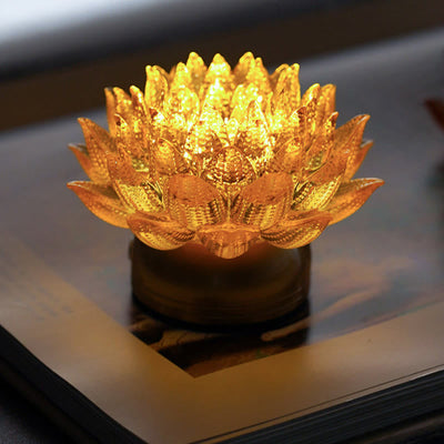 Buddha Stones Lotus Liuli Glass Copper Brass New Begining Home Decoration - image 0