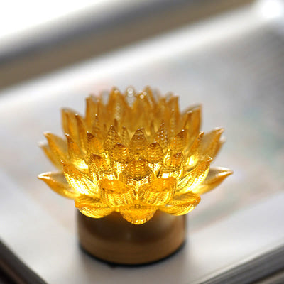Buddha Stones Lotus Liuli Glass Copper Brass New Begining Home Decoration - image 8