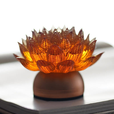 Buddha Stones Lotus Liuli Glass Copper Brass New Begining Home Decoration - image 19