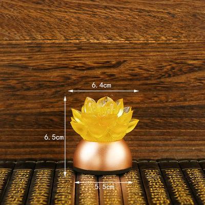 Buddha Stones Lotus Liuli Glass Copper New Begining Home Decoration - Seven-color Adjustment Rechargeable(6.5*6.4*5.5 cm) - image 2