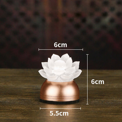 Buddha Stones Lotus Liuli Glass Copper New Begining Home Decoration - White Rechargeable(6*6*5.5 cm) - image 17