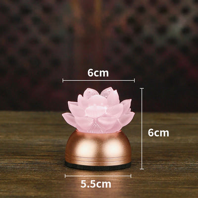 Buddha Stones Lotus Liuli Glass Copper New Begining Home Decoration - Pink Rechargeable(6*6*5.5 cm) - image 18