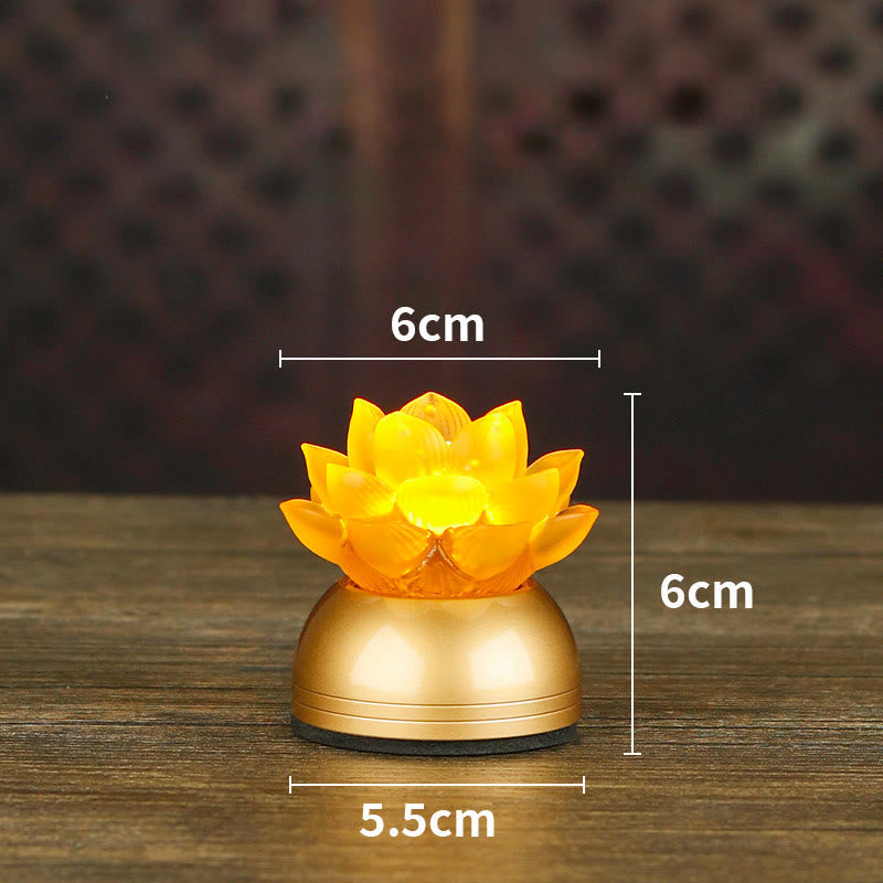 Buddha Stones Lotus Liuli Glass Copper New Begining Home Decoration - Copper SandyBrown Rechargeable(6*6*5.5 cm) - image 21