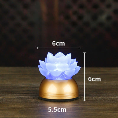 Buddha Stones Lotus Liuli Glass Copper New Begining Home Decoration - Copper CornflowerBlue Rechargeable(6*6*5.5 cm) - image 23