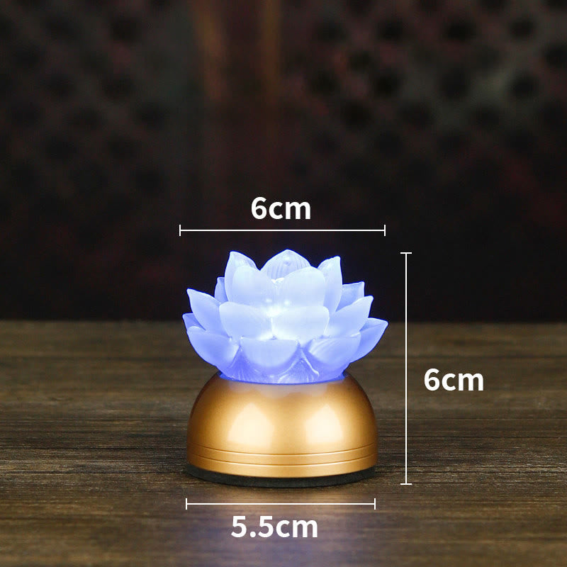 Buddha Stones Lotus Liuli Glass Copper New Begining Home Decoration - Copper CornflowerBlue Rechargeable(6*6*5.5 cm) - image 23