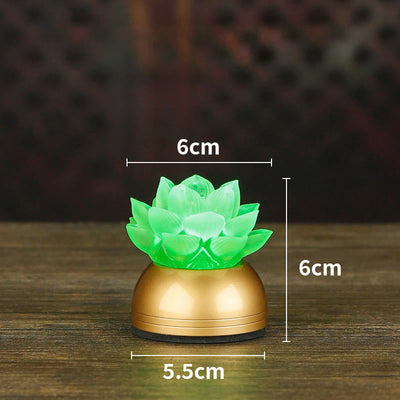 Buddha Stones Lotus Liuli Glass Copper New Begining Home Decoration - Copper Green Rechargeable(6*6*5.5 cm) - image 25