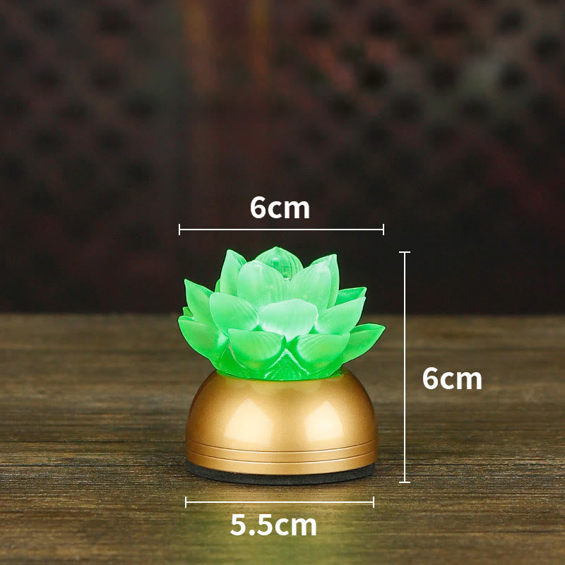Buddha Stones Lotus Liuli Glass Copper New Begining Home Decoration - Copper Green Rechargeable(6*6*5.5 cm) - image 25