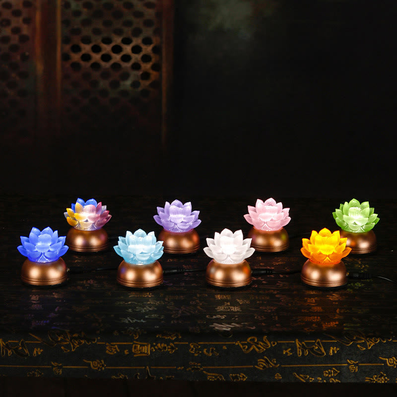 Buddha Stones Lotus Liuli Glass Copper New Begining Home Decoration - image 26