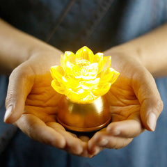Buddha Stones Lotus Liuli Glass Copper New Begining Home Decoration - image 0