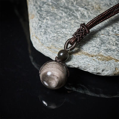 Buddha Stones Tiger's Eye Silver Sheen Obsidian Gold Sheen Obsidian Rainbow Obsidian Positive Necklace Pendant - image 6