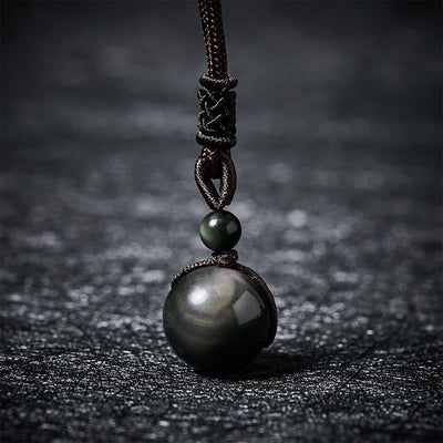 Buddha Stones Tiger's Eye Silver Sheen Obsidian Gold Sheen Obsidian Rainbow Obsidian Positive Necklace Pendant - Rainbow Obsidian - 16mm - image 13