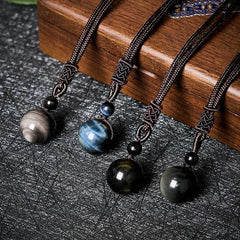 Buddha Stones Tiger's Eye Silver Sheen Obsidian Gold Sheen Obsidian Rainbow Obsidian Positive Necklace Pendant - image 0
