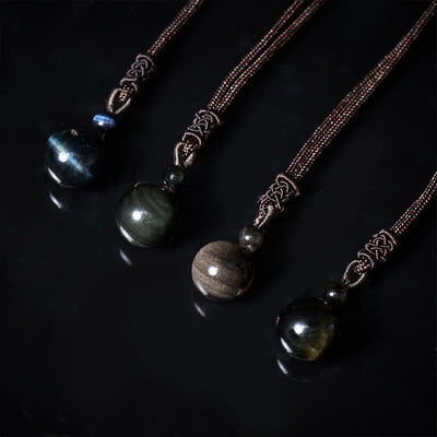 Buddha Stones Tiger's Eye Silver Sheen Obsidian Gold Sheen Obsidian Rainbow Obsidian Positive Necklace Pendant - image 18