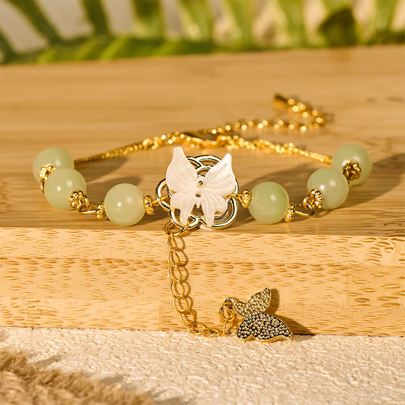 Buddha Stones Liuli Glass Bead Butterfly Blessing Love Bracelet - image 1