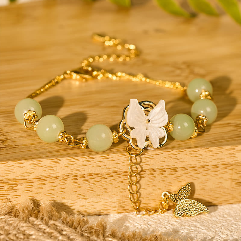 Buddha Stones Liuli Glass Bead Butterfly Blessing Love Bracelet - image 3