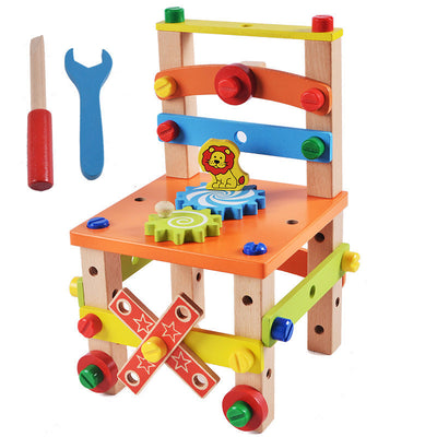 Fidtoy Juego de construcción de silla de madera Juguete de construcción Montessori