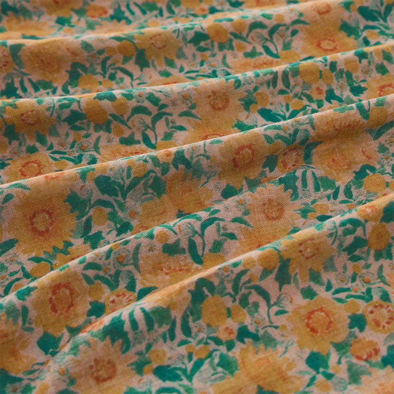 Buddha Stones Summer  Frog-Button Stand Collar Short Sleeve Flower Pattern Women's  Shirt  - image 5