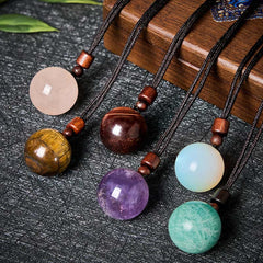 Buddha Stones White Crystal Pink Crystal Tiger Eye Smoky Quartz Protection Necklace Pendant - image 0