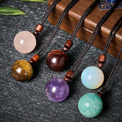 Buddha Stones White Crystal Pink Crystal Tiger Eye Smoky Quartz Protection Necklace Pendant - image 0