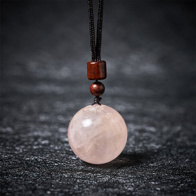 Buddha Stones White Crystal Pink Crystal Tiger Eye Smoky Quartz Protection Necklace Pendant - Pink Crystal - image 5