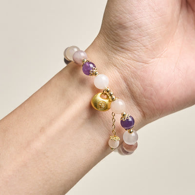 Buddha Stones Golden Silk Jade Fu Character Rabbit Ward Off Evil Spirits Bracelet - image 3