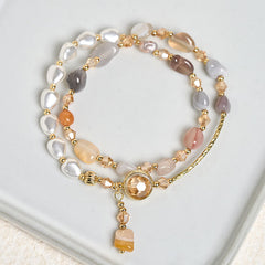 Buddha Stones Irregular Pearl Glass Bead Double Wrap Bracelet - Glass (Wrist Circumference: 14-15cm) - image 0