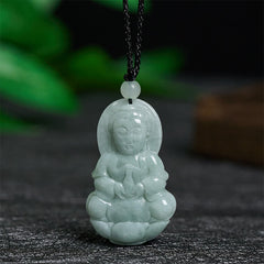 Buddha Stones Jade Kwan Yin Avalokitesvara Harmony Necklace Pendant - Jade Avalokitesvara - image 0