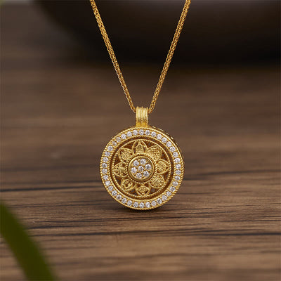 Buddha Stones 925 Sterling Silver Blessing Necklace Pendant - 925 Sterling Silver(Diameter: 17mm) - image 0