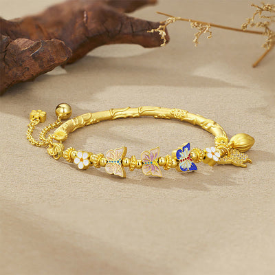 Buddha Stones 925 Sterling Silver Butterfly Flower Balance Bracelet - image 2