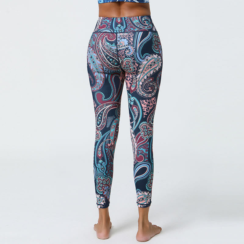 Buddha Stones Flowers Feathers Sun Moon Print Sports Fitness Yoga High Waist Leggings Women's Pants - image 2