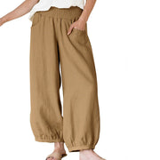 Foviel Plain Color Cotton Women's Harem Pants With Pockets