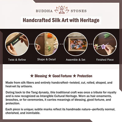 Buddha Stones Handcrafted Silk Art Petal Good Fortune Blessing Dangle Hook Earrings - image 6