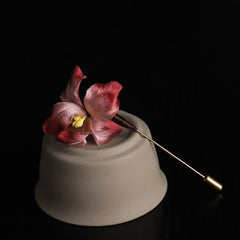 Buddha Stones Handmade Silk Art Dark Red Velvet Iris Blessing Good Fortune Brooch - Red Iris(Length: About 7-8cm) - image 0