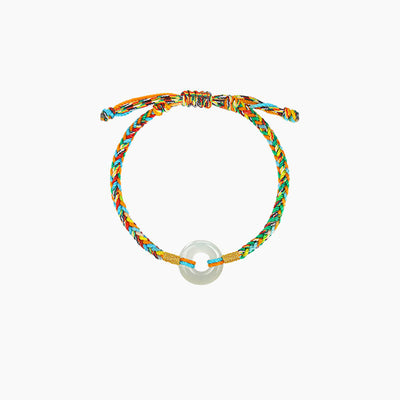 Buddha Stones Handmade Peace Buckle Jade Prosperity 925 Sterling Silver Colorful Rope Bracelet - Children's Style(Wrist Circumference 11-13cm) - image 8