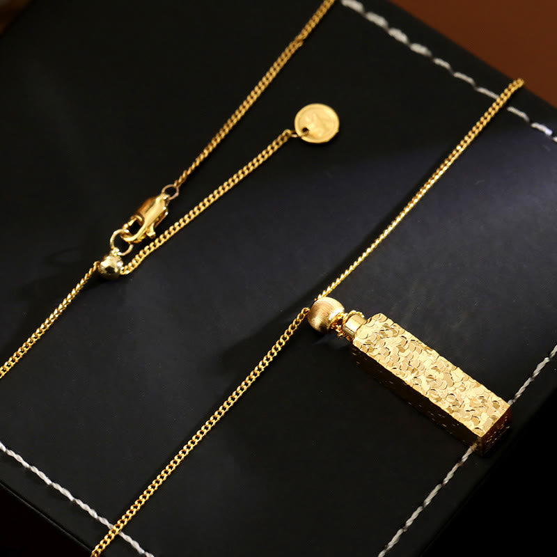 Buddha Stones Rectangular Copper Chain Luck Necklace Pendant - image 3