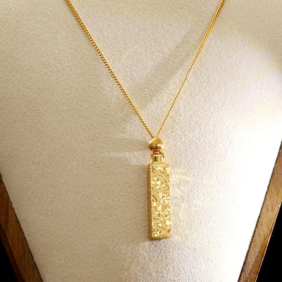 Buddha Stones Rectangular Copper Chain Luck Necklace Pendant - Copper - image 4