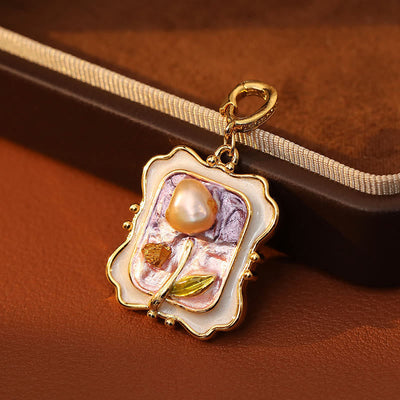 Buddha Stones Flower Oil Painting Pearl Copper Healing Necklace Pendant - image 3