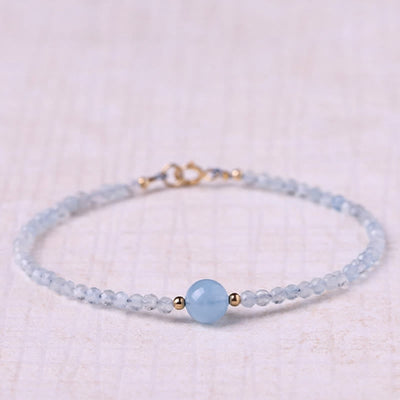 Buddha Stones Natural Aquamarine Ultra-Fine 2mm Faceted Bead Peace Bracelet - Aquamarine(Wrist Circumference: 16cm) - image 0