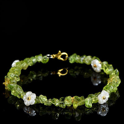 Buddha Stones Natural Aquamarine Peridot Strawberry Quartz Various Crystals Serenity Bracelet - Peridot(Wrist Circumference: 14-15cm) - image 12