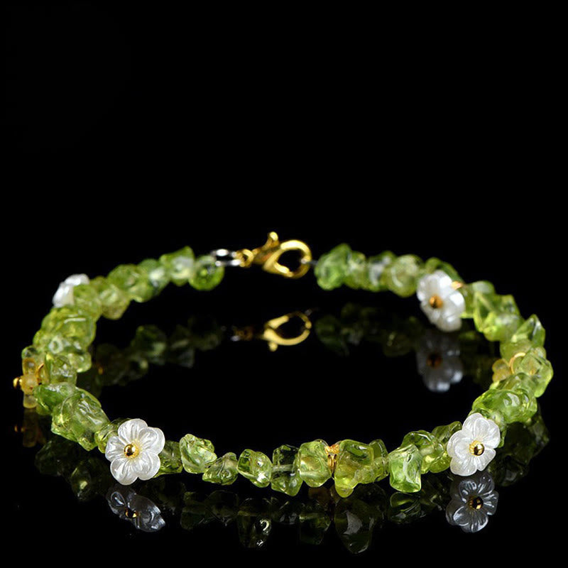Buddha Stones Natural Aquamarine Peridot Strawberry Quartz Various Crystals Serenity Bracelet - Peridot(Wrist Circumference: 14-15cm) - image 12