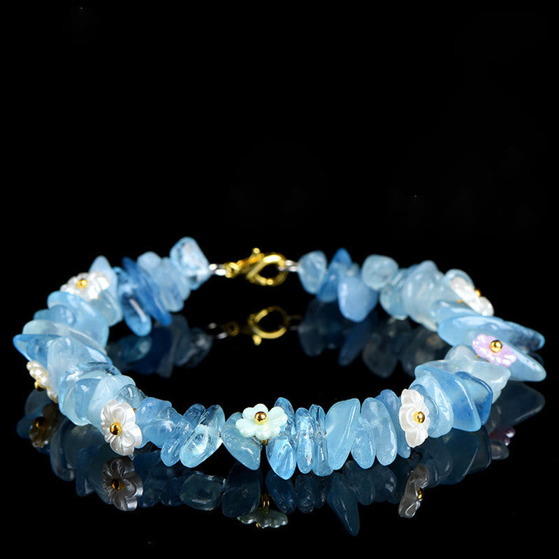 Buddha Stones Natural Aquamarine Peridot Strawberry Quartz Various Crystals Serenity Bracelet - Aquamarine(Wrist Circumference: 14-15cm) - image 6